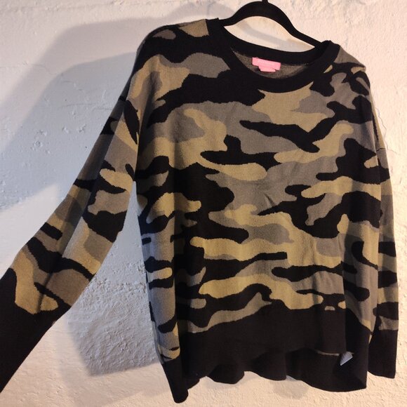Isaac Mizrahi NY Olive Green Black Camo Long Sleeve Soft Knit Sweater Size XXL - Picture 9 of 12